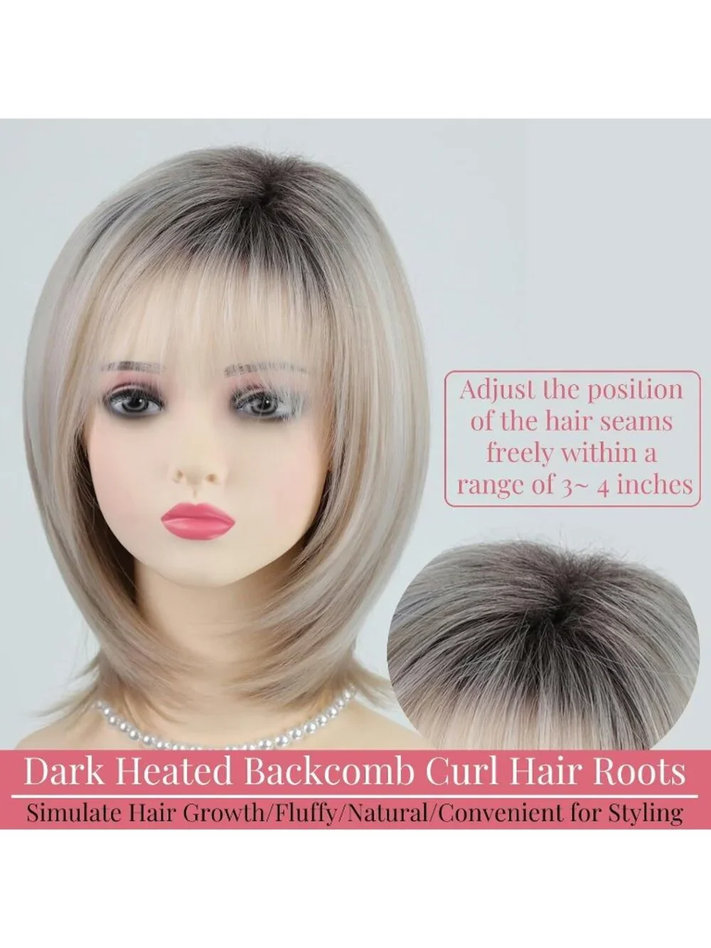 Women's Mix Blonde 12 Inch Mid Length Heat Synthetic Straight Layered Bob Wigs